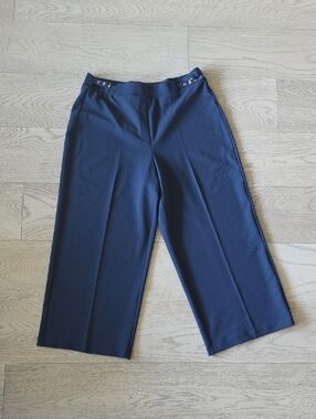 Michael Kors Navy Wide-Leg Cropped Trousers